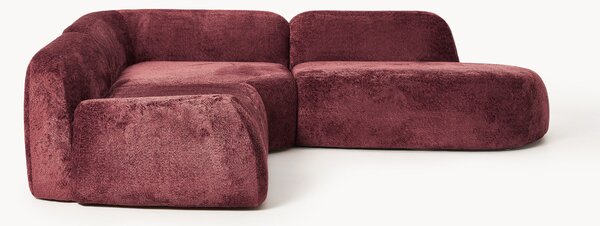 Divano angolare componibile 4 posti con chaise longue in teddy bouclé Wolke