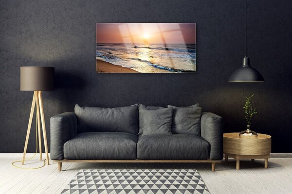 Quadro vetro Mare spiaggia sole paesaggio 100x50 cm 2 appendini