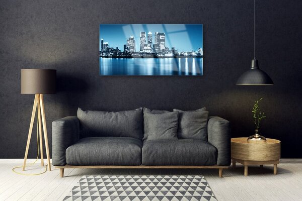 Quadro su vetro Città Grattacieli Case 100x50 cm 2 appendini