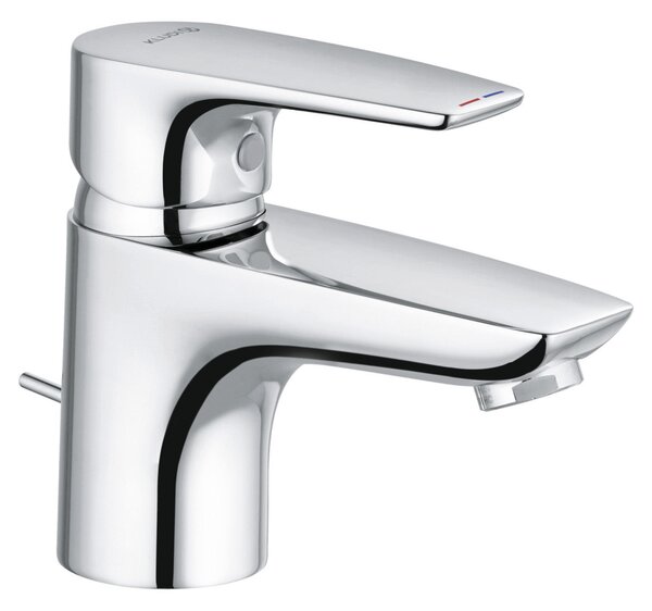 KLUDI PURE&SOLID Mitigeur de lavabo, hauteur de bec 60mm, avec garniture d'écoulement en métal, chrome, 343850575, 343850575