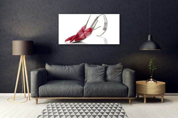 Quadro in vetro Cucina del Cucchiaio al Peperoncino 100x50 cm 2 appendini