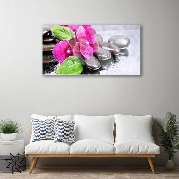 Quadro in vetro Pianta di orchidea da fiore 100x50 cm 2 appendini