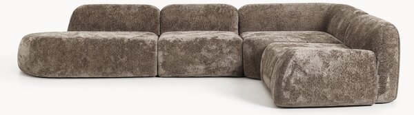Divano angolare componibile 4 posti in teddy bouclé con chaise longue Wolke