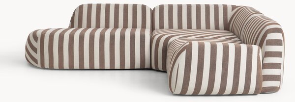 Divano angolare componibile 4 posti a righe con chaise longue Wolke