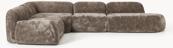 Divano angolare componibile 4 posti in teddy bouclé con chaise longue Wolke