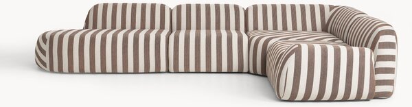 Divano angolare componibile XL a righe con chaise longue Wolke