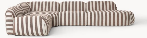 Divano angolare componibile XL a righe con chaise longue Wolke