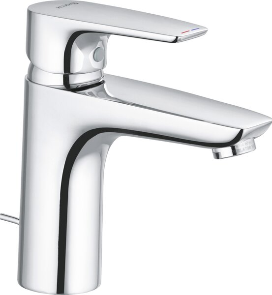KLUDI PURE&SOLID Mitigeur de lavabo, hauteur de bec 100mm, avec garniture d'écoulement en métal, chrome, 342900575, 342900575