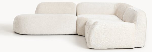 Divano angolare componibile 4 posti con chaise longue in teddy bouclé Wolke