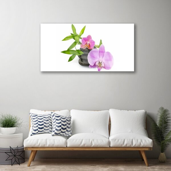 Quadro in vetro Pianta di orchidea da fiore 100x50 cm 2 appendini