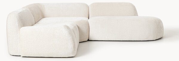 Divano angolare componibile 4 posti con chaise longue in teddy bouclé Wolke