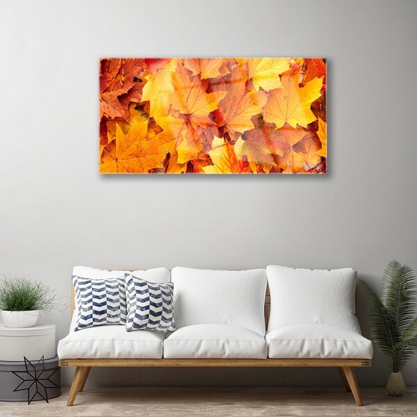Quadro di vetro Foglia Natura Pianta 100x50 cm 2 appendini