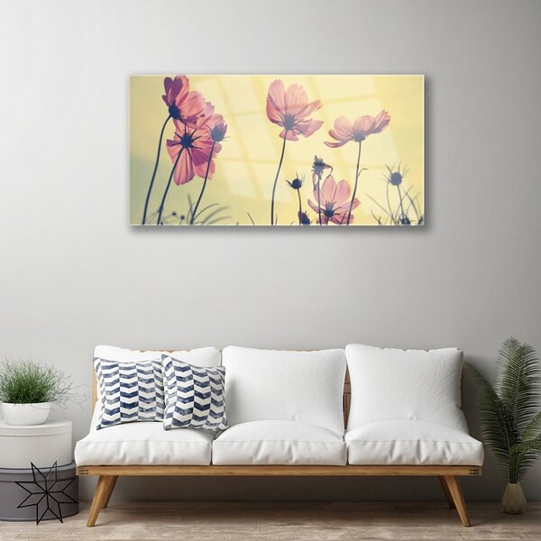 Quadro in vetro Fiori Pianta naturale 100x50 cm 2 appendini