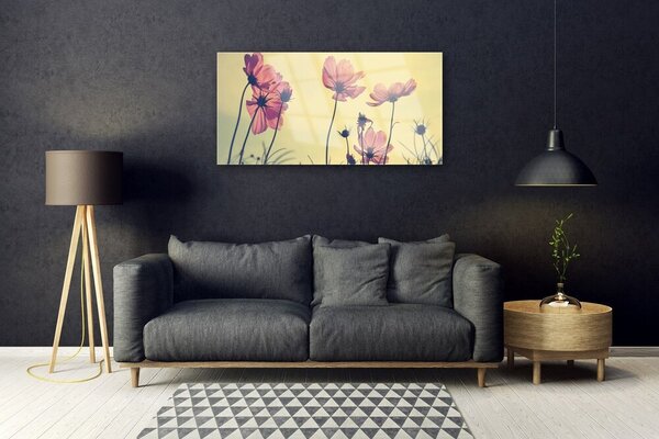 Quadro in vetro Fiori Pianta naturale 100x50 cm 2 appendini