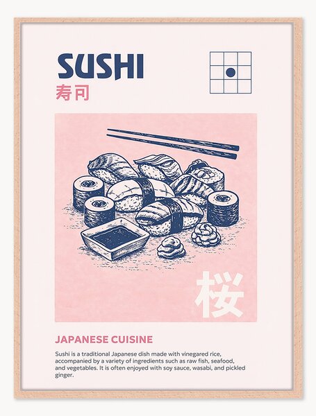 Stampa digitale incorniciata fatta a mano Sushi
