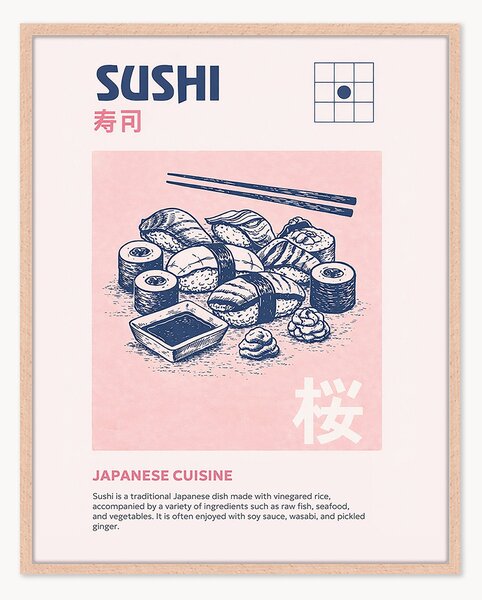 Stampa digitale incorniciata fatta a mano Sushi
