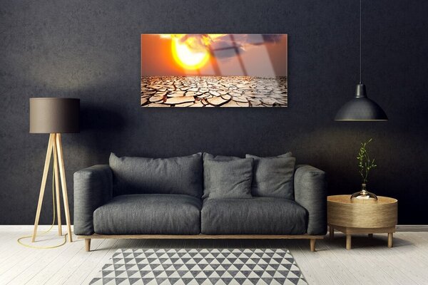 Quadro in vetro Paesaggio del deserto del sole 100x50 cm 2 appendini