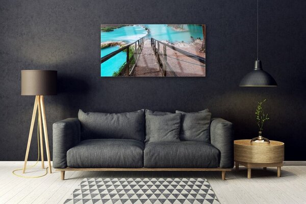 Quadro vetro Scale Lago Architettura 100x50 cm 2 appendini