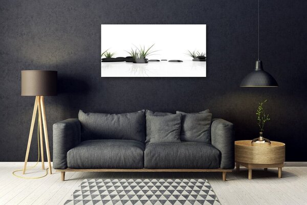 Quadro di vetro Specchio d'acqua Erba 100x50 cm 2 appendini