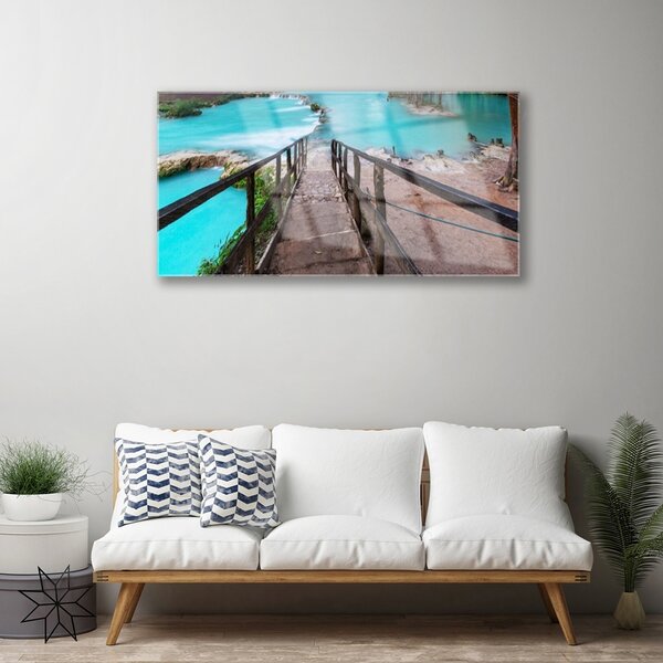 Quadro vetro Scale Lago Architettura 100x50 cm 2 appendini