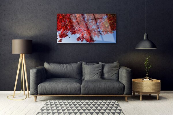 Quadro su vetro Albero Foglie Rami Natura 100x50 cm 2 appendini