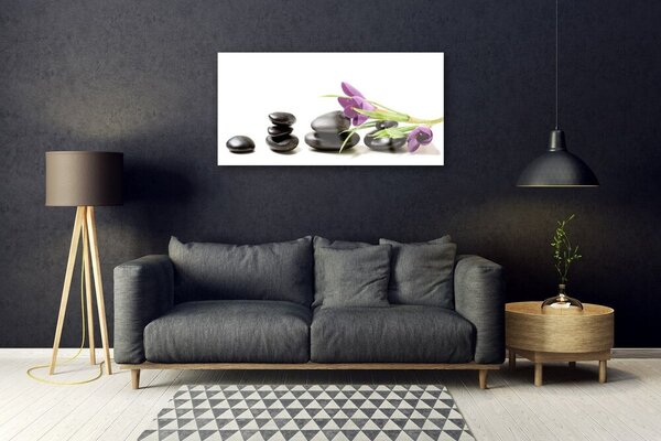 Quadro in vetro Fiore di croco Arte 100x50 cm 2 appendini