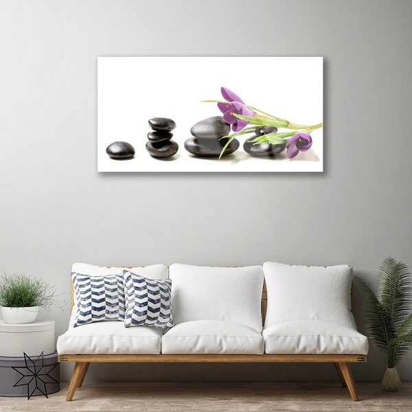 Quadro in vetro Fiore di croco Arte 100x50 cm 2 appendini