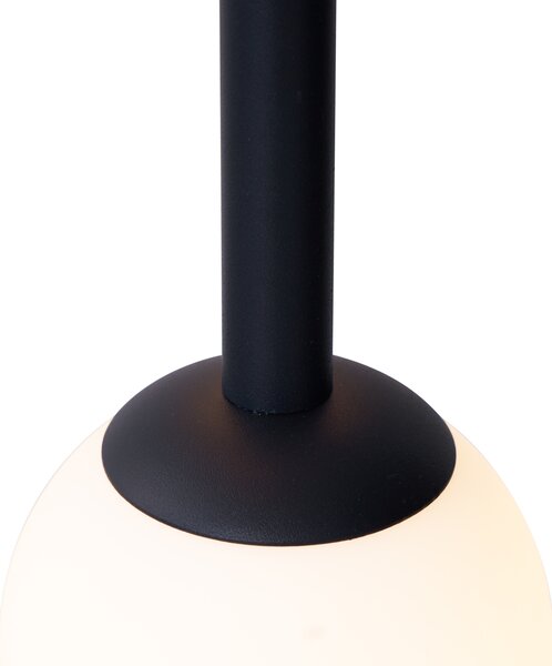 Lampada a Sospensione di Design Nera con Vetro Satinato a 5 Luci - Vertical