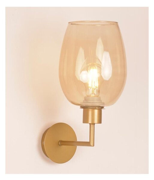 PAGODA APPLIQUE CON SFERA IN VETRO AMBRA E MONTATURA IN METALLO 4 COLORI LAMPADINA ATTACCO E27 MODERNA