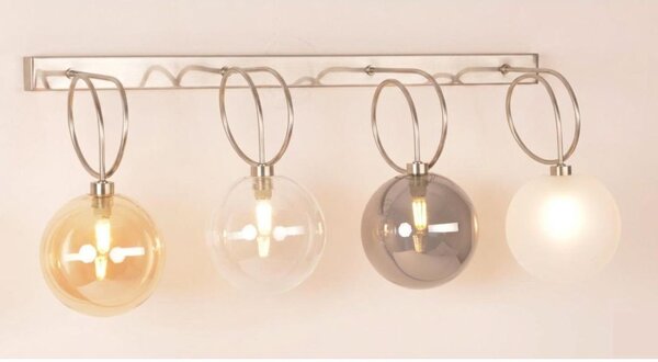 GINA APPLIQUE 4 LUCI CON BRACCI FLESSIBILI CROMO O NICHEL CON SFERE IN VETRO COLORATO LAMPADINE ATTACCO G9