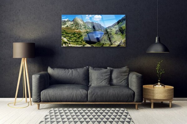 Quadro vetro Paesaggio del lago di montagna 100x50 cm 2 appendini