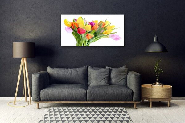 Quadro in vetro Tulipani Fiori Pianta 100x50 cm 2 appendini