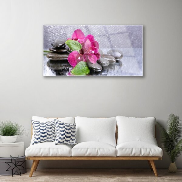 Quadro su vetro Arte delle orchidee 100x50 cm 2 appendini