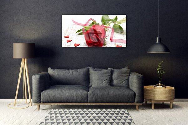 Quadro vetro Fiore di rosa pianta naturale 100x50 cm 2 appendini