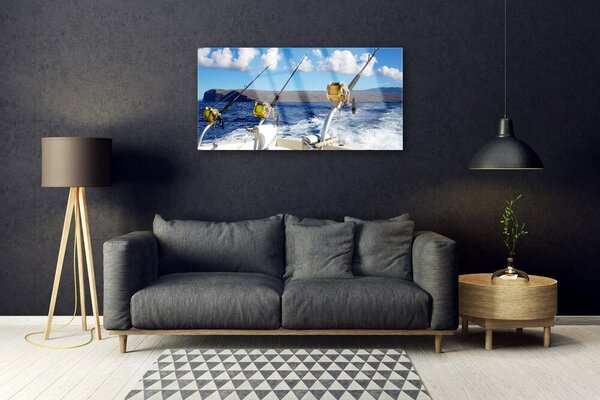 Quadro vetro Pesca Paesaggio marino 100x50 cm 2 appendini