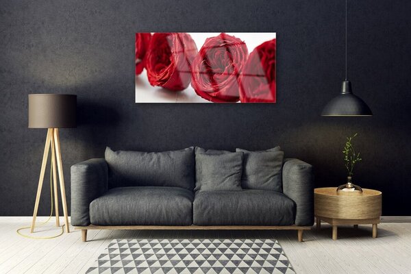 Quadro su vetro Rose Fiori Pianta 100x50 cm 2 appendini