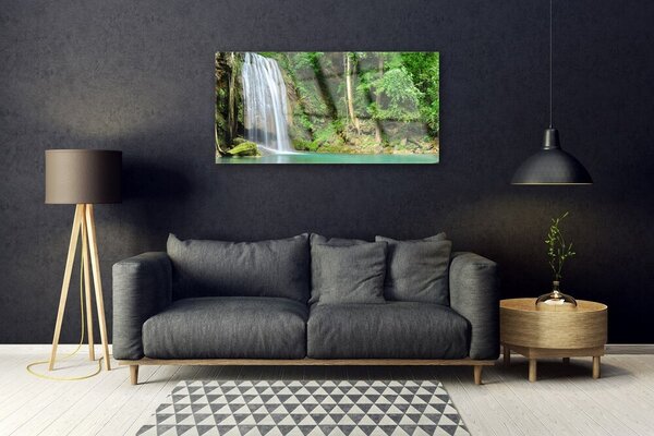 Quadro vetro Cascata Foresta Natura 100x50 cm 2 appendini