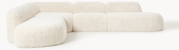 Divano angolare 4 posti componibile XL con chaise longue in teddy Wolke