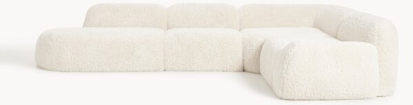 Divano angolare XL componibile 4 posti con chaise longue in teddy Wolke