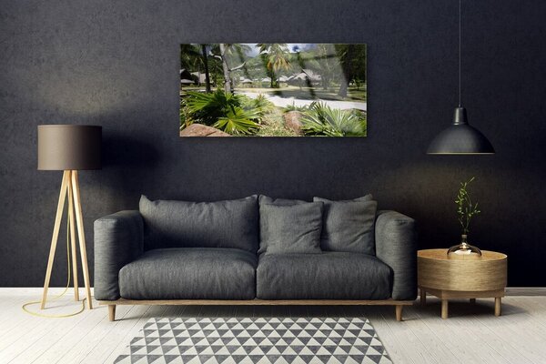 Quadro in vetro Foglie di palma Natura 100x50 cm 2 appendini