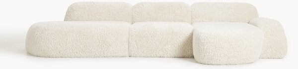 Divano angolare componibile 4 posti con chaise longue in teddy Wolke