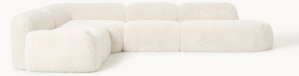 Divano angolare XL componibile 4 posti con chaise longue in teddy Wolke