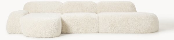 Divano angolare componibile 4 posti con chaise longue in teddy Wolke