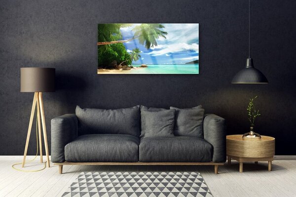 Quadro in vetro Paesaggio marino di Palm Beach 100x50 cm 2 appendini