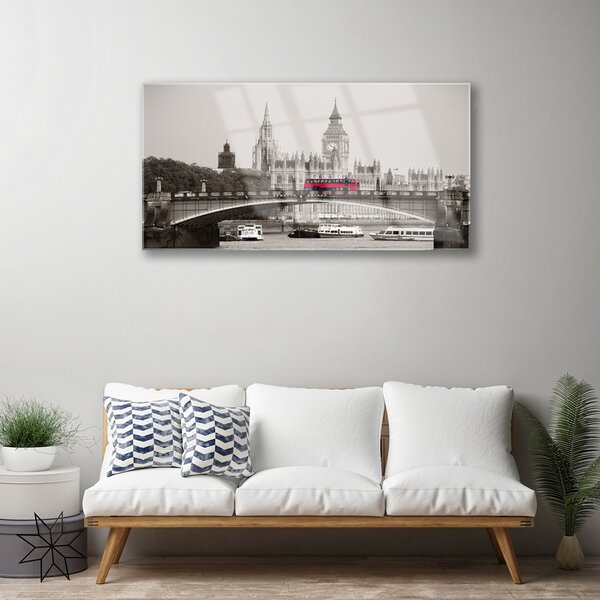 Quadro su vetro Ponte del Big Ben di Londra 100x50 cm 2 appendini