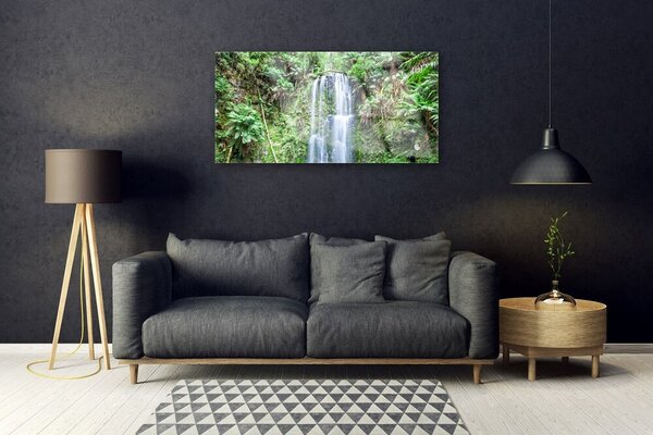 Quadro in vetro Cascata Alberi Natura 100x50 cm 2 appendini