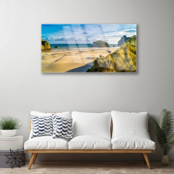 Quadro vetro Spiaggia Oceano Mare 100x50 cm 2 appendini