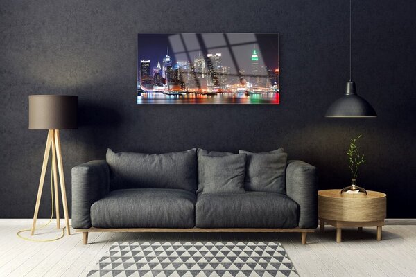 Quadro in vetro Città Grattacieli Case 100x50 cm 2 appendini
