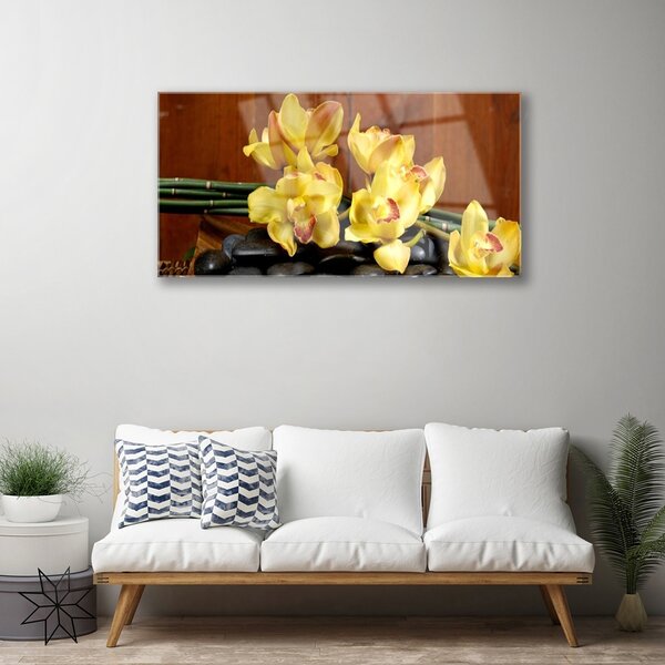 Quadro in vetro Pianta di orchidea da fiore 100x50 cm 2 appendini
