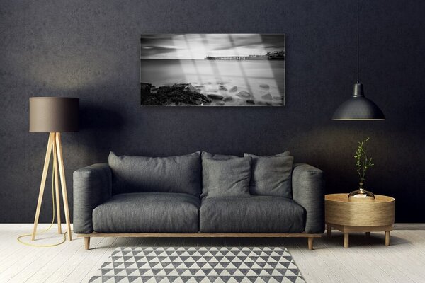 Quadro in vetro Paesaggio del molo marino 100x50 cm 2 appendini